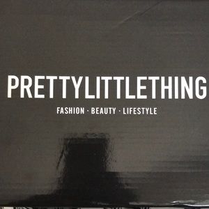 PRETTYLITTLETHING SIZE:8 COLOR: BLACK SHOE; CLEAR HEEL